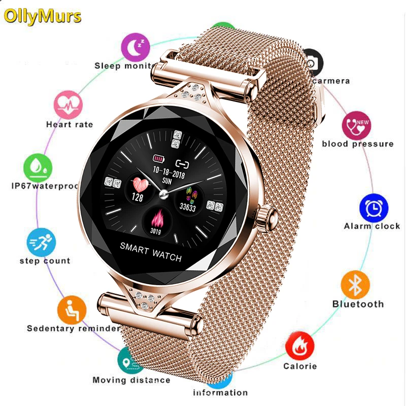 

2019 H1S Women Fashion Smartwatch Wearable Device Bluetooth Pedometer Heart Rate Monitor For Android/IOS Smart Bracelet Reloj