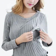 Allaitement Coton Tee Allaitement Vêtements Côté Fente T-shirt 2016 De Maternité À Manches Longues Vêtements D’allaitement Top M-XXL