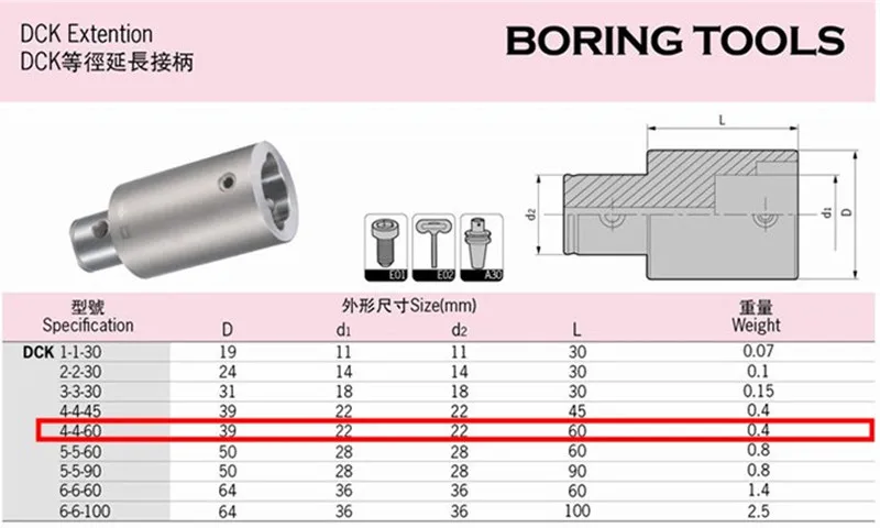 DCK equal diameter extension rod DCK4-4-60 numerical control tool !