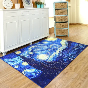 

Van Gogh Starry Night Carpets And Rugs For home Living Room Decor Floor Mat Anti slip Kids Bedroom Carpet Coffee Table Mat