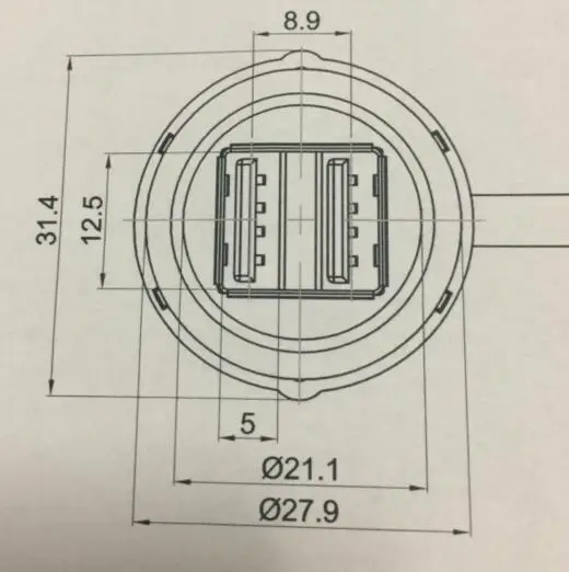 25 мм металлическая панель USB(2x USB3.0 Женский A-MALE A 2x60 см проводка