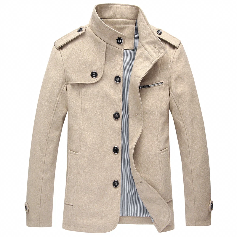 

Autumn Winter Fashion Men Jacket Large Size M-4XL Stand Collar Classical Casual Thick Woolen Jacket Men Outwear Business Coats