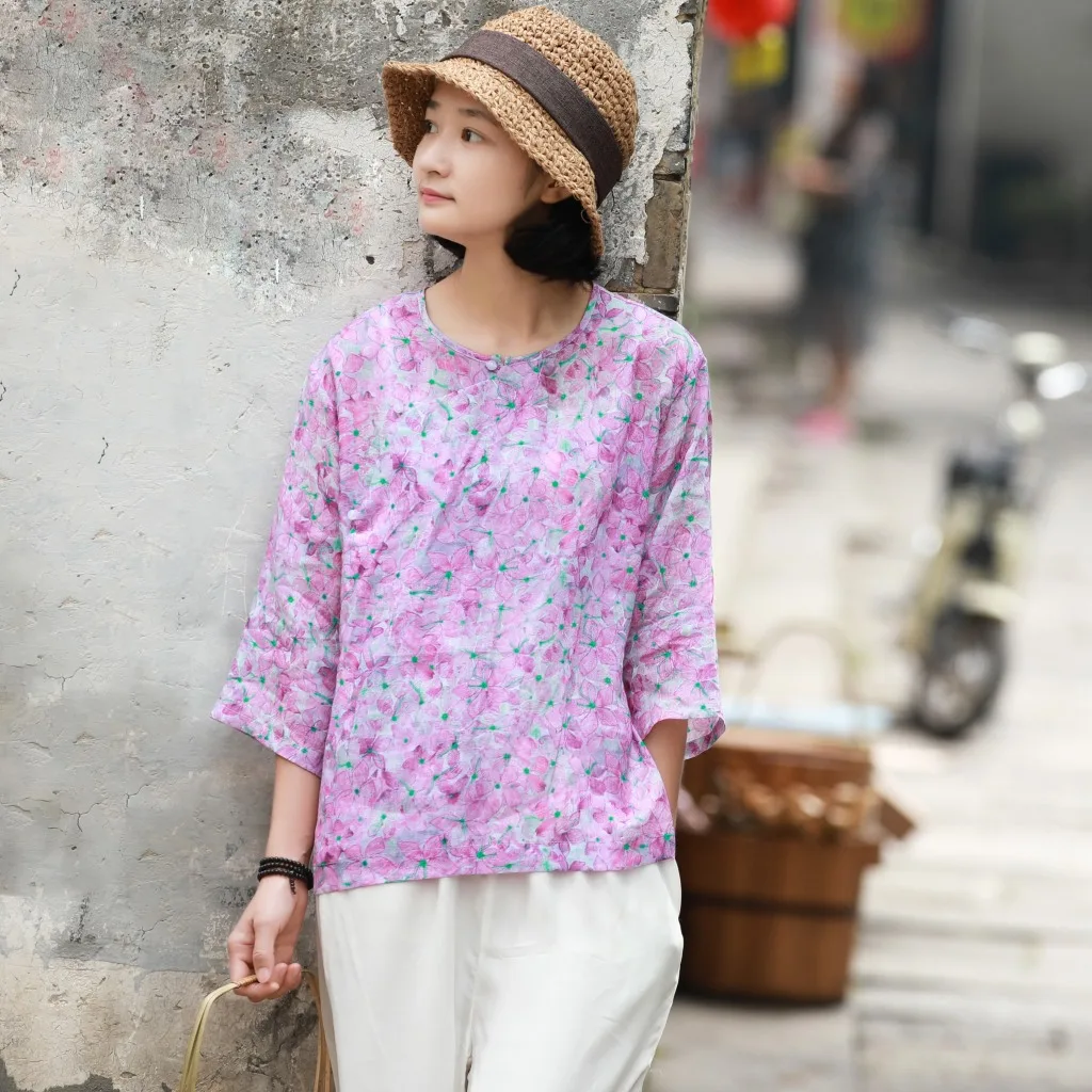 Рисунок рами, улучшенная Нефритовая пряжка, китайский топ, свободная футболка большого размера