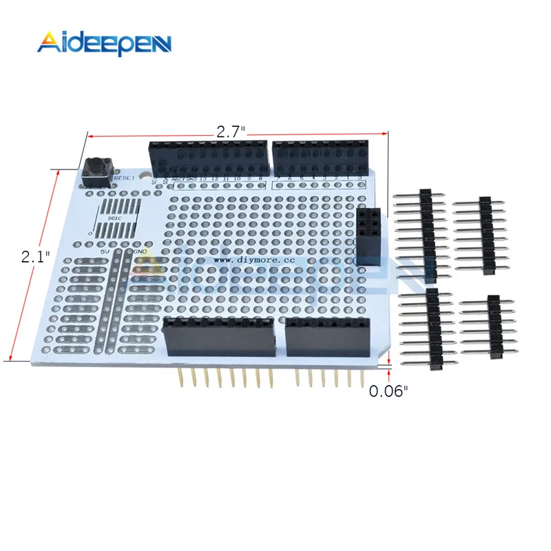 Прототип PCB Плата расширения хлеба макетная плата модуль для Arduino UNO R3 один Diy комплект 2,54 мм с контактами - Цвет: White