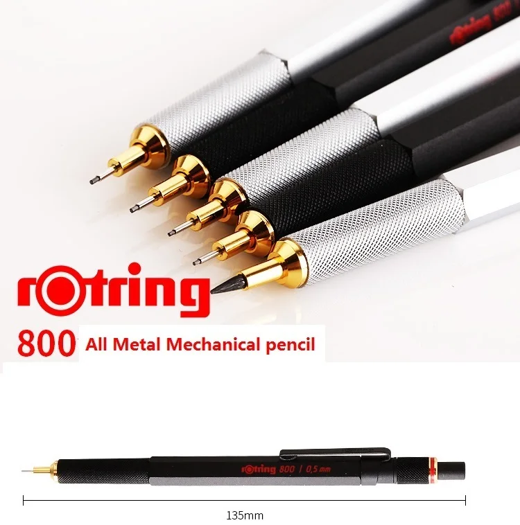 0.5 e 0.7mm de Metal Desenho a Lápis de Escrita Rotring 800 Mecânica Lápis Preto e prata Automático Lápis 2 preto prata lápis de desenho automático escrita