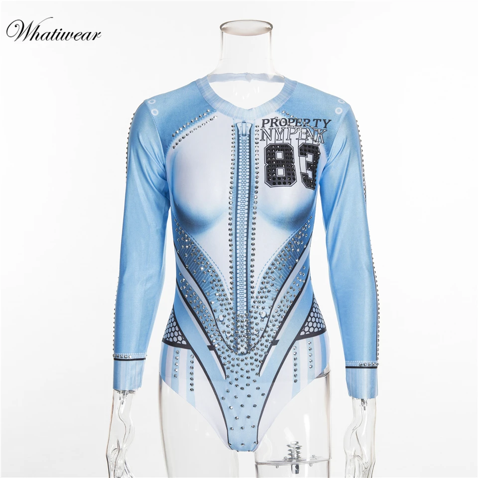 Whatiwear 2018 Hot Drilling Bodysuit Women Jumpers and Rompers