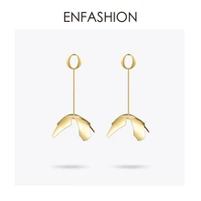 Enfashion Long Large Flower Dangle Earrings Rose Gold color Earings Drop Earrings For Women Long Earring Jewelry brinco enfashion punk triangle long earring ear studs rose gold color dangle earrings stainless steel drop earrings for women jewelry