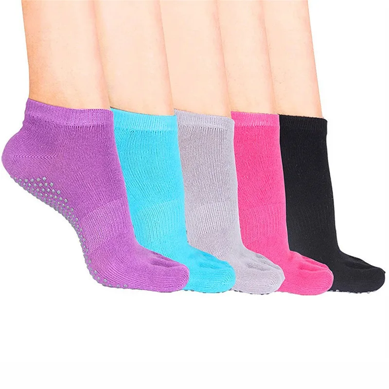 5 пар/лот женские профессиональные носки нескользящие пять пальцы рук и ног носки Пилатес массажные носки для женщин