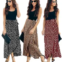 Женские летние юбки леопарда, для девушек, повседневные, плиссированные, на завязках, с высокой талией, с цветами, длинные, макси, сарафан, Пляжное Платье