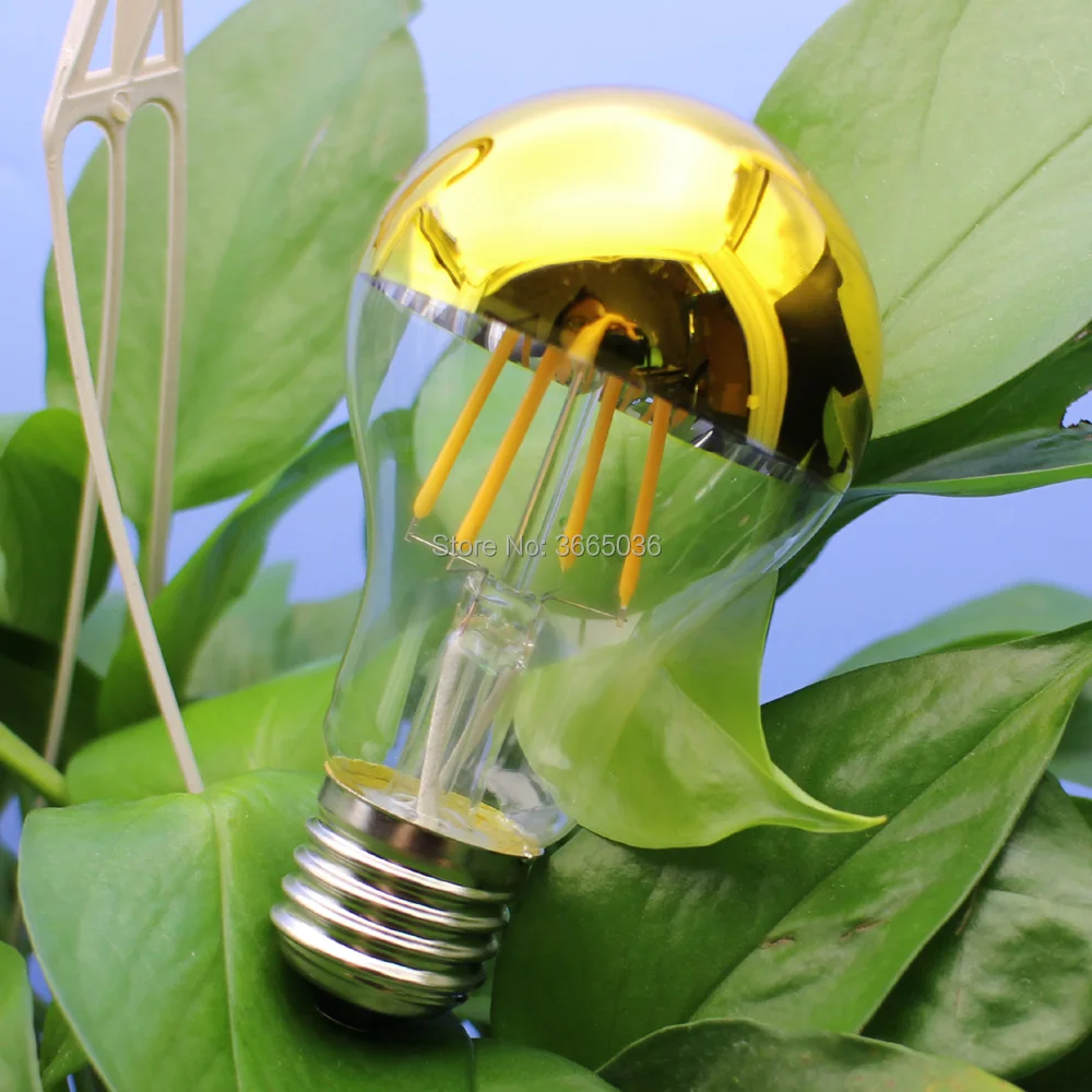 

A60 4w LED Bulbs Filament Bulbs Mirror Half Gold Globe E27 E26 2700K 120V 220V warm light Edison lamp Antique Bulb