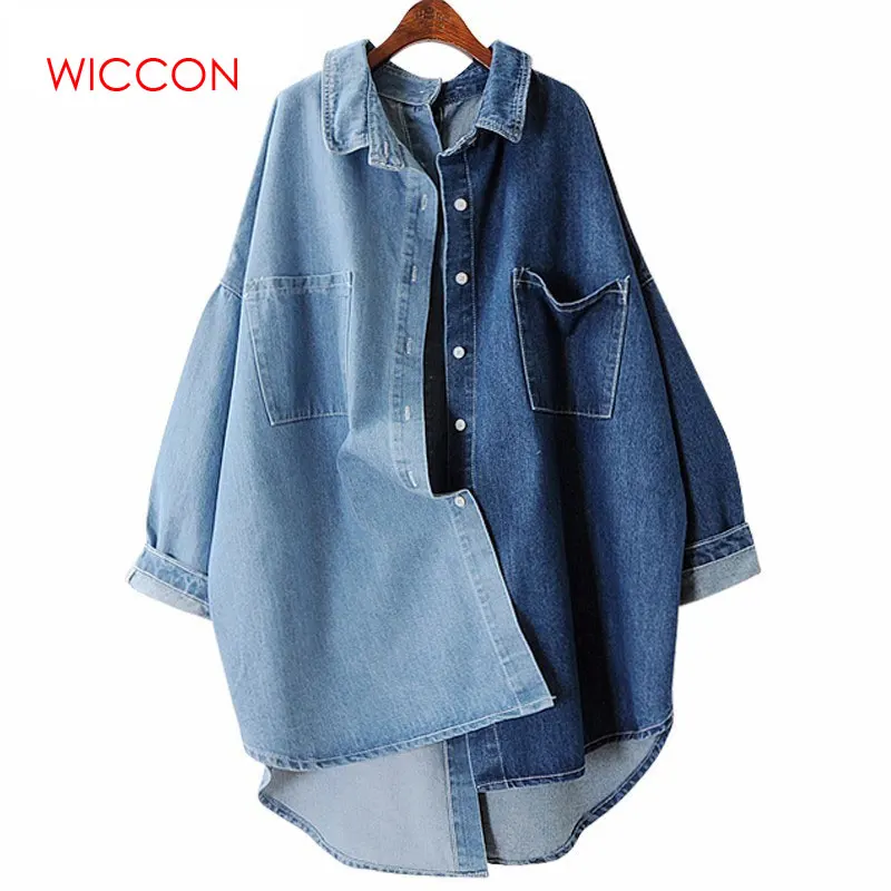 

Women's Denim Shirts Blouses Tops Long Sleeve Loose Big Size Women Shirt Clothes 2019 Autumn Fashion Casual New