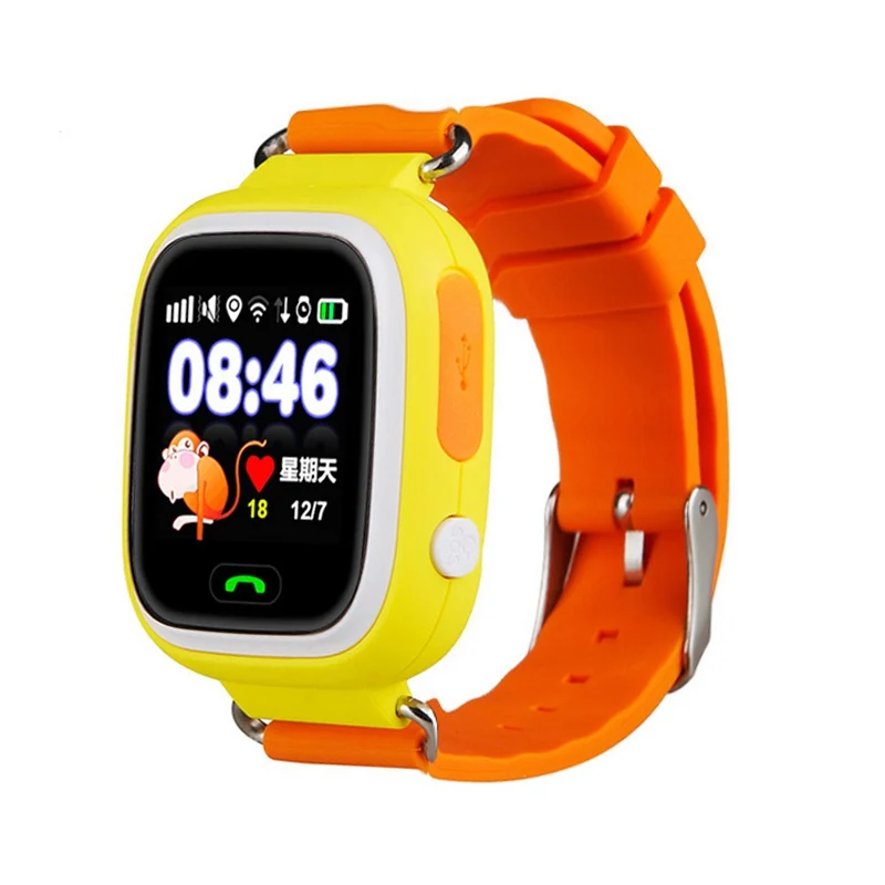 Модные Q90 gps телефон позиционирования детские часы 1,22 дюймов цветной сенсорный экран wifi SOS Смарт часы - Цвет: orange
