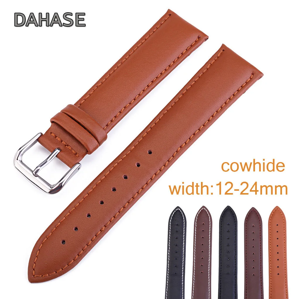 Replacement Genuine Leather Watch Band 12mm 14mm 16mm 18mm 19mm 20mm 22mm 24mm Cowhide Leather Strap Watchband Wrist Bracelet