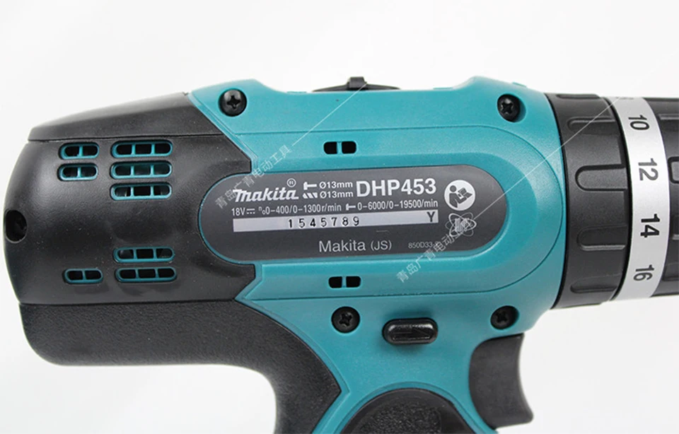 Япония беспроводная дрель makita DHP453 Электрическая аккумуляторная ударная отвертка 18 в только основной корпус 42/27N. m 400-1300 об/мин