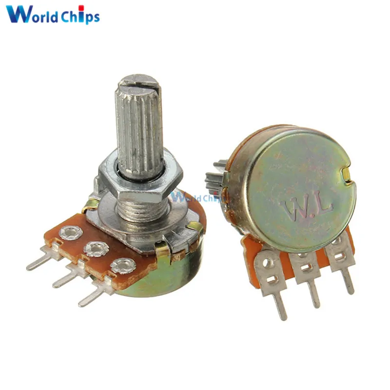 10PCS 5K Ohm B5K Knurled Shaft Linear Rotary Taper Potentiometer Top