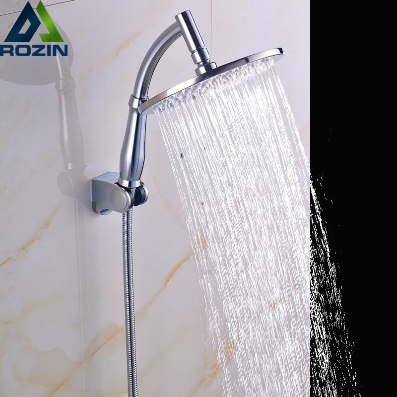 Polished Chrome 8 Brass Rainfall Shower Head Handheld Shower arm with Wall Mounted Bracket Holder and 150cm Shower Hose