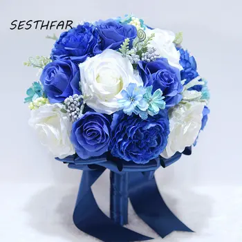 

Wedding Bouquet Blue Rose Artificial Bridal Flowers Romantic Bridal Bouquets Holding Flowers Wedding Holding