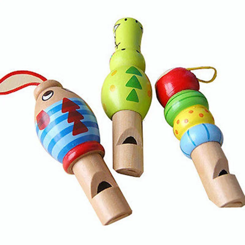

Baby Kids Children Random Lovely Wooden Cartoons Animal Whistle Educational Toys