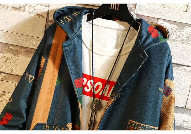 Aolamegs INS куртка-бомбер с капюшоном Мужская Уличная ветровка с цветочным принтом Мужская корейская мода осенние куртки пальто уличное пальто