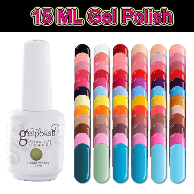 

15ML UV Gel Nail Art Colorful Nail Polish Soak Off Gellak Classic Color Black Nail Gel Varnish Nails Led Lamp White Gel Polish