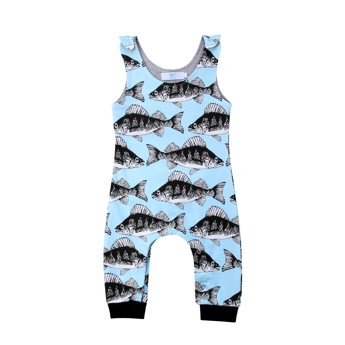 Boy Girl Bodysuit Newborn Infant Baby Boy Girl Sleeveless Full Fish
