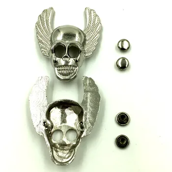 

10 Sets High Quality New Skull Punk Crane Skeleton Silver Tone Spike Garment Rivets Studs Spots 44x36mm