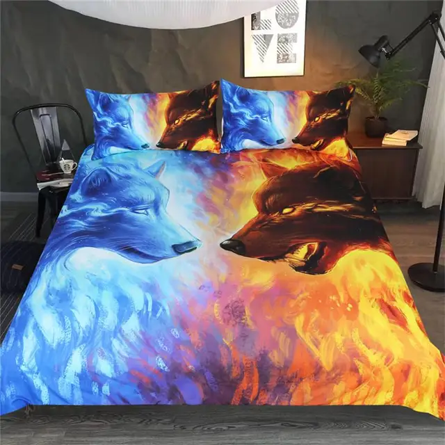 BEST.WENSD A pair of wolves 3pcs comforter bedding sets Bed Cover Set