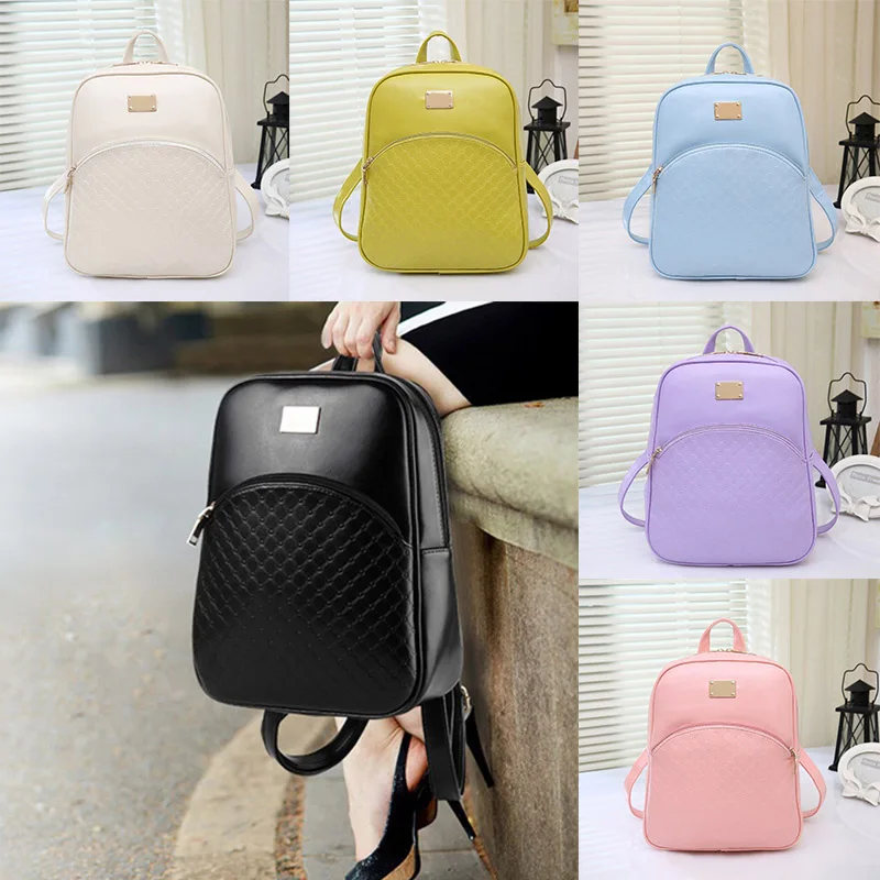 2016 New Women s PU Leather Backpacks Fashion Daypack Girl School Bag Travel Casual Bags 88