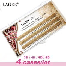 LAGEE 4 cases Eyelash Extensions 3D-6D Premade Volume fans soft and natural 0.07C Russian volume False eyelashes Make up tools ennead volume 4