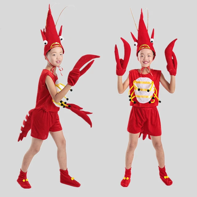 Disfraz de cangrejo rojo para niños y adultos, traje de langosta, ropa  divertida de animales, Mono para fiesta de Halloween - AliExpress