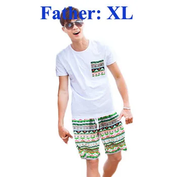 Комплект семейной одежды новинка года пляжные полосатые семейные платья для мамы и дочки хлопковая футболка+ шорты для отца и сына - Цвет: Father Set XL