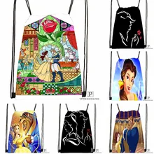 Custom Beauty and the Beast Drawstring Backpack Bag Cute Daypack Kids Satchel Black Back 31x40cm 180531