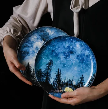 

Nordic bone china breakfast star plate western steak dessert fruit plate