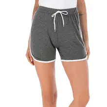 Модные женские повседневные спортивные однотонные тренировки на шнуровке, короткие летние,, спортивные штаны для бега со средней талией, серые