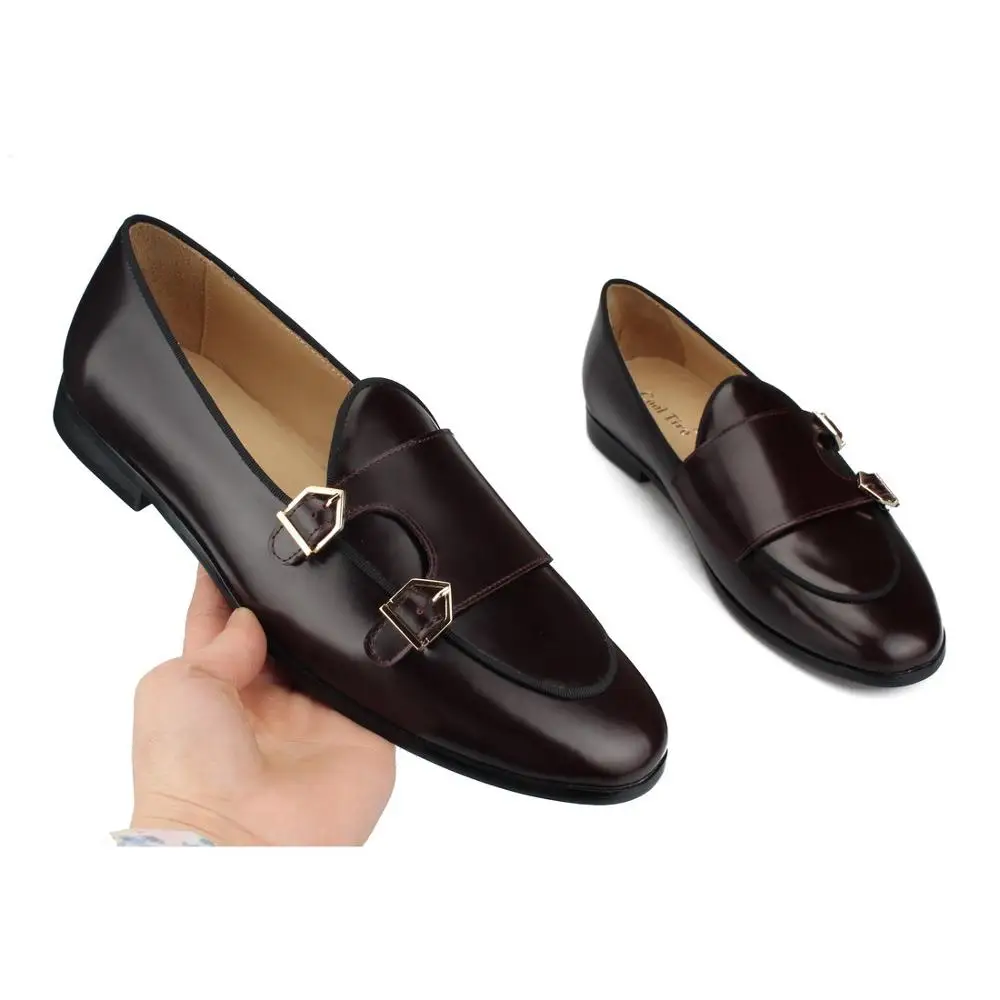 POLISHED LEATHER DOUBLE-MONK LOAFERS Brown (5)