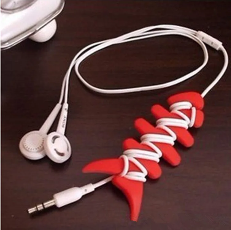 200pcs/lot New Hot Sale Color Fish bone Earphone Heaphone Cable Winder