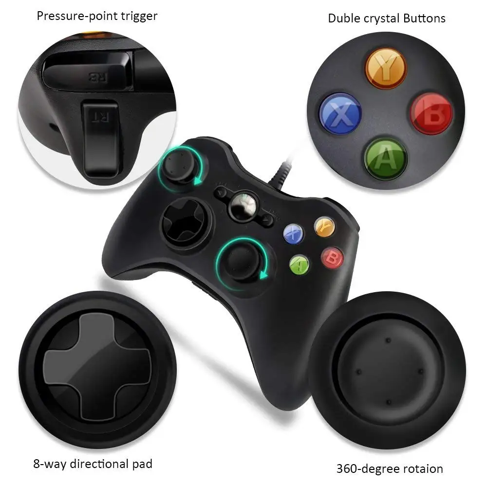 Zorx USB проводной джойстика игровой контроллер для microsoft Xbox 360 тонкий консоли Windows 7 8