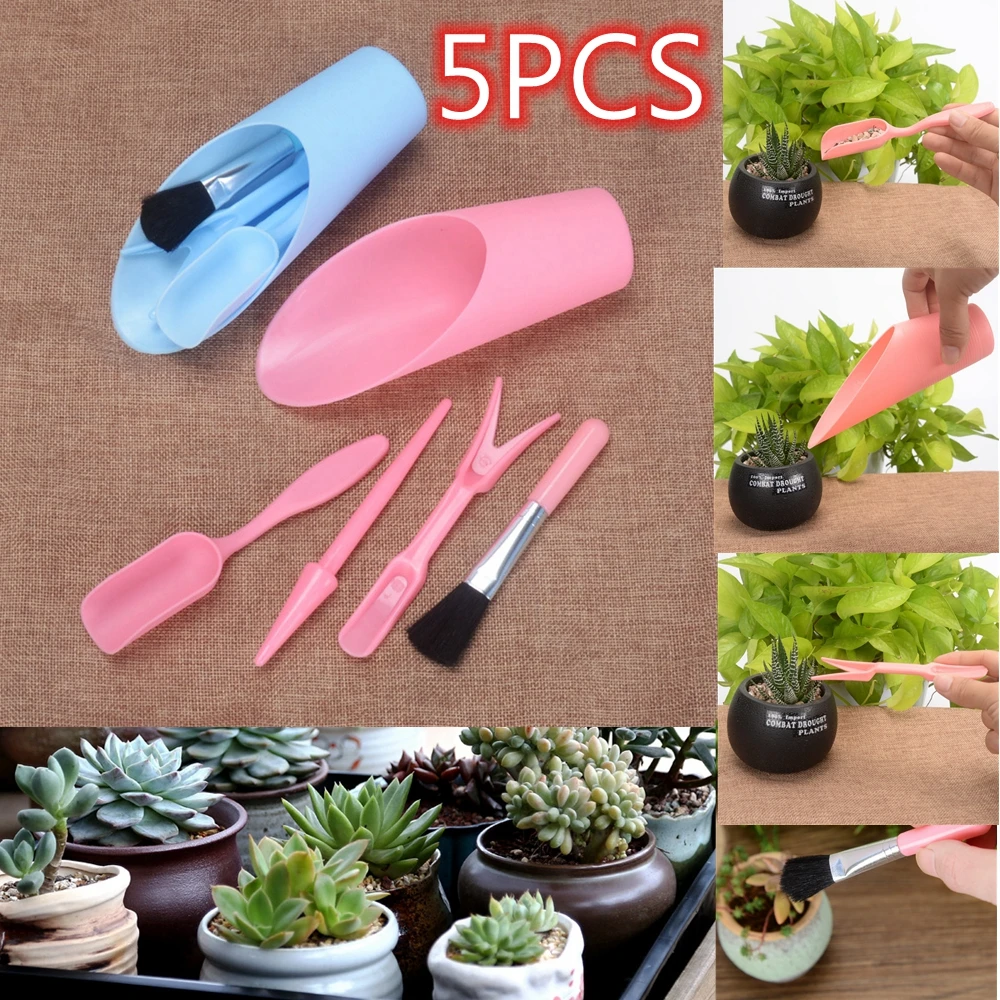 

5Pcs Gardening Succulent Plant Tools Set Mini Shovel Spoon Brush Widger Succulent Planting Helper Planter Garden Decor Supplies
