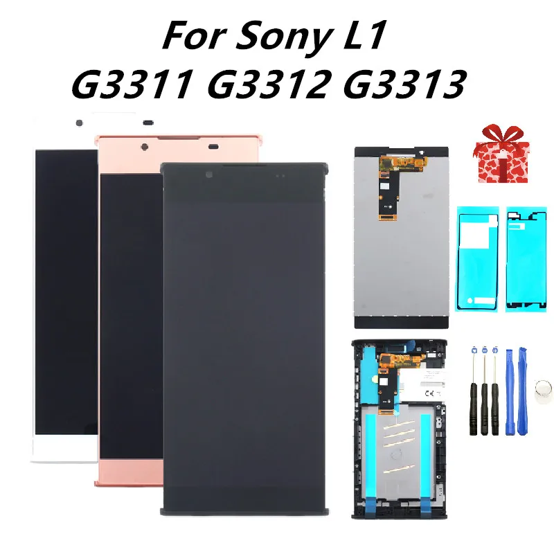 

LCD for Sony Xperia L1 G3312 touch screen Digitizer Sensor Panel Assembly G3311 G3313 Frame Free Tools Adhesive 5.5 inch
