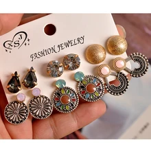 Новые модные ювелирные изделия,, вечерние серьги в богемном стиле для девочек, 6 пар/набор, подарочные серьги