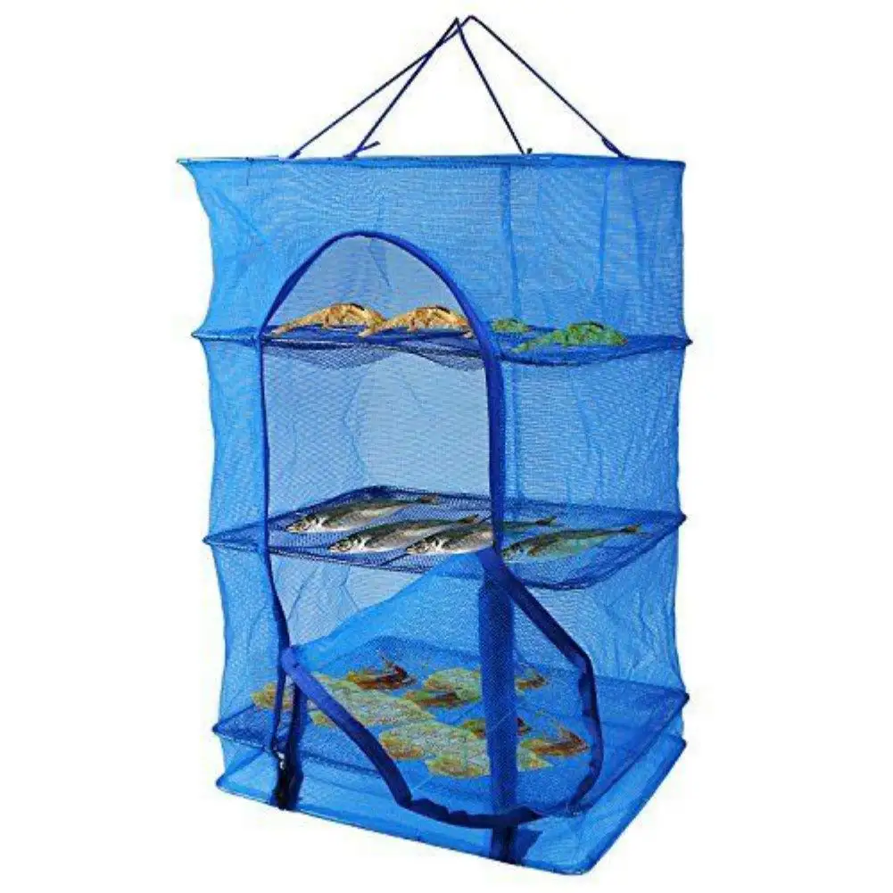 Foldable 4 Layers Drying Net Fish Net Drying Rack Hanging Vegetable