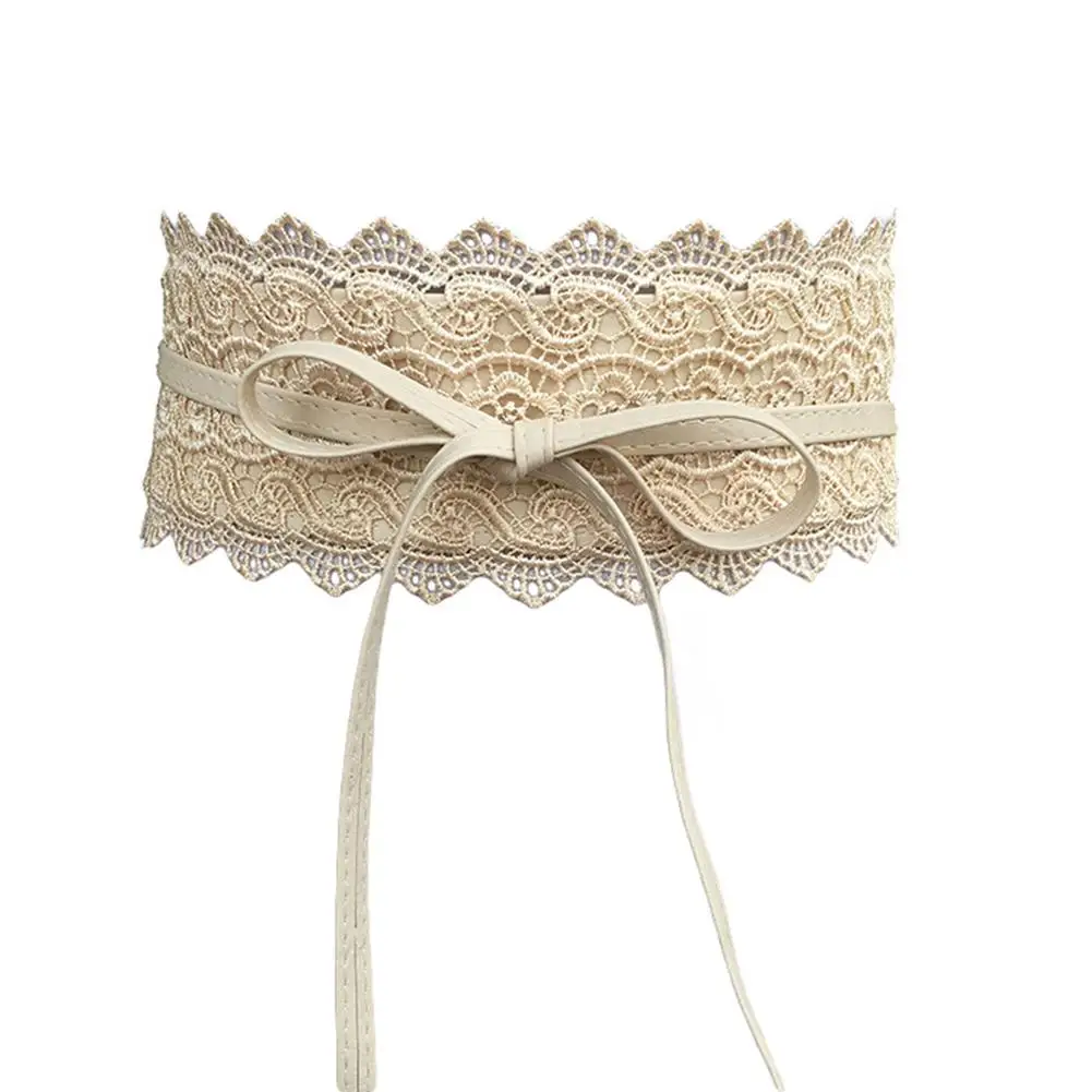 

Fashion Women Dress Bowknot Faux Leather Lace Wide Decor Belt Girdle Waist Band dropshipping