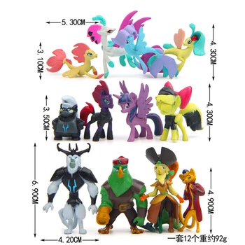 

12pcs My Little Pony Anime Figure Princess Skysta Queen Shadow Songbird Ponies Captain Grubber Celaeno Horse Figures