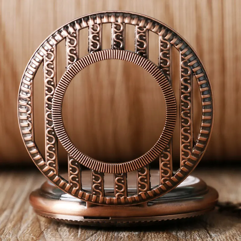 Creative Stripe Hollow Cover Mechanical Pocket Watch Winding Up Steampunk Nurse Clock Luxury Rose Color Gift Item for Men Women 2017 2018 (4)