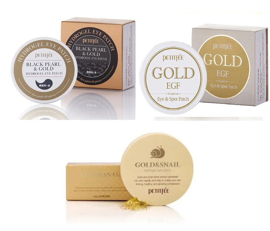 PETITFEE Gold Snail Eye Patch + Black Pearl Gold Eye Mask+ Gold EGF