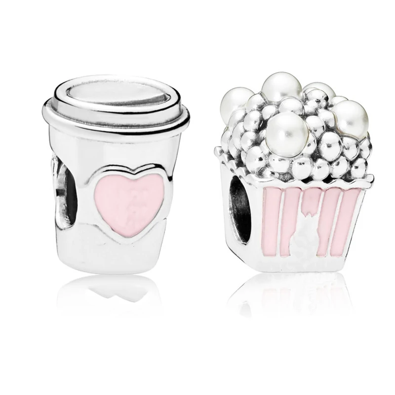 

2018 NEW Authentic 925 Sterling Silver DELICIOUS POPCORN Drink To Go Charm Fit women Pandora Bracelet Bead DIY Jewelry