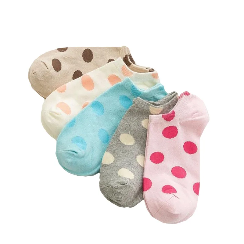 2017 New Arrival Japanese Candy Fresh Breathable Dots Invisible Socks