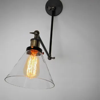 

Iron Industry Retro Glass Cover Wall Lamp Balcony Corridor Stair Wall Bedroom Bedside Mirror Headlight Folding Bedroom Light