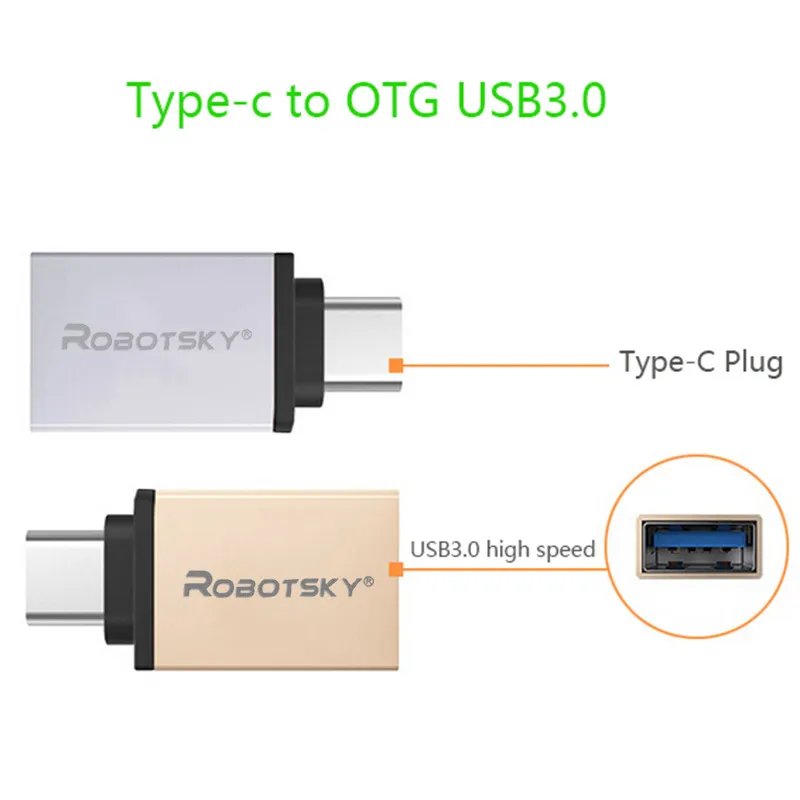 Robotsky USB3.0 type C конвертер type-C на OTG USB 3,0 USB C адаптер для Chromebook Macbook huawei P9 Xiaomi 4C Nexus 5X LG G5