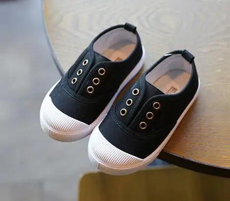 Весенне-летняя детская обувь для мальчиков и девочек, стелька 13,5-18 см, яркие цвета, Детские повседневные брезентовые кроссовки, мягкая модная обувь - Цвет: Черный